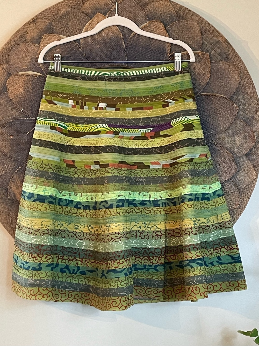 Asha Striped Patchwork Cotton Skirt NWOT
